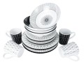 SET MELAMINA 16 PCS BLANCO/NEGRO